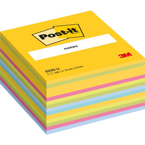 Post-it kleurenkubus 2030-u 76x76mm assorti geel 450 vel