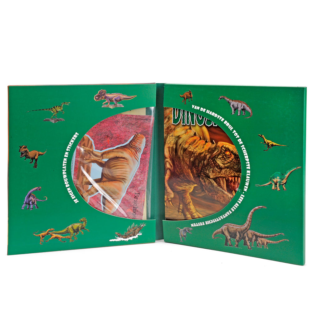 Rebo uitgevers dinosaurussen, een boek en bouwpakket