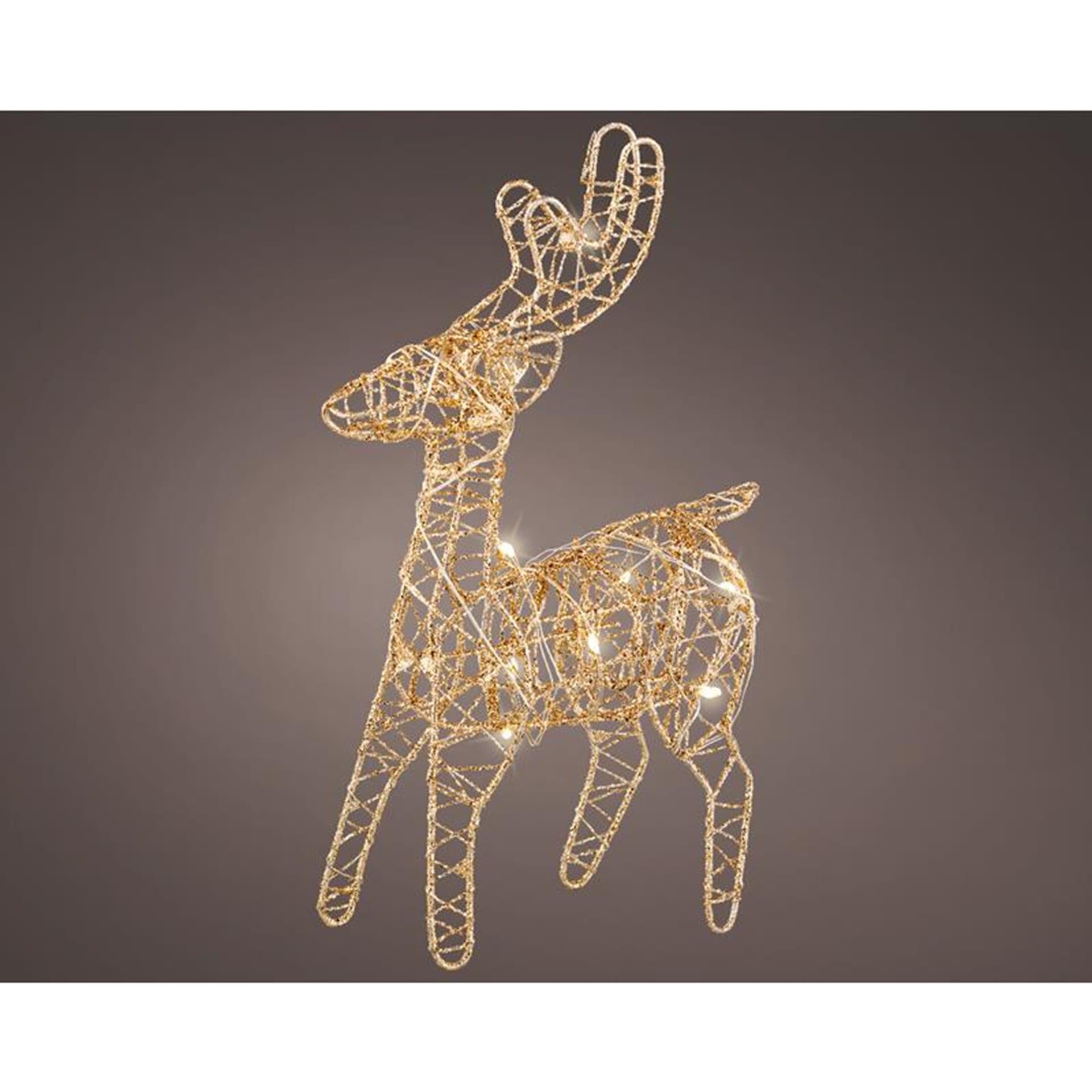 Lumineo rendier led goud metaal h21cm
