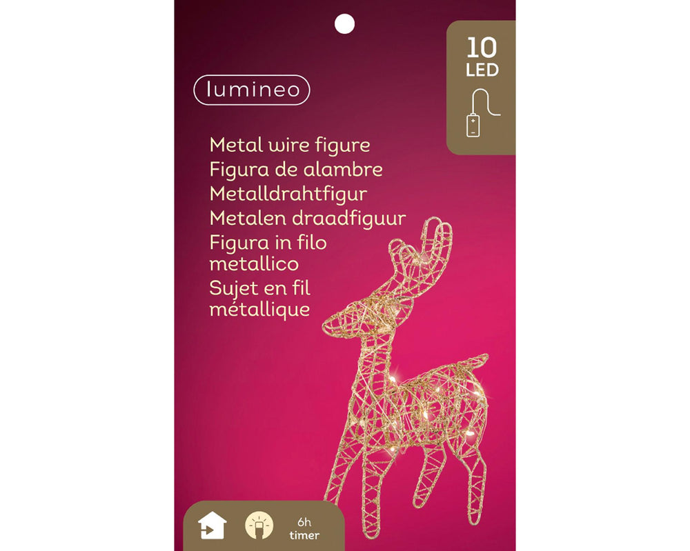 Lumineo rendier led goud metaal h21cm