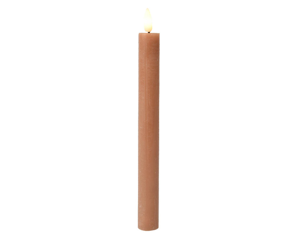 Lumineo dinerkaarsset led vlam 24cm bruin 2-dlg
