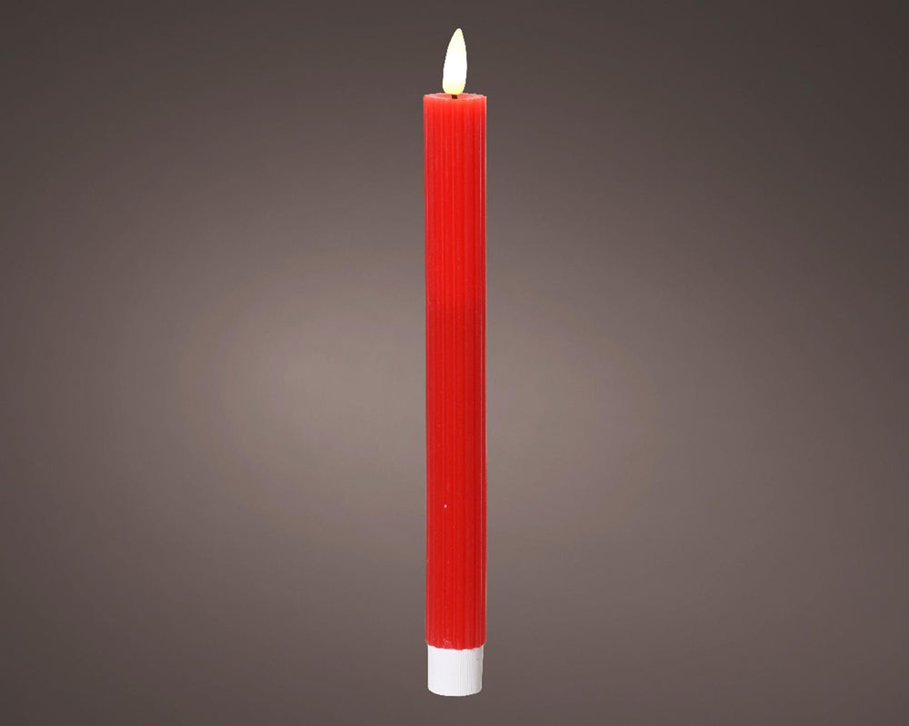 Lumineo led dinerkaarsen 2-delig met flikkerende vlam kerstrood dia.2x24,5cm was met 6 uur timer