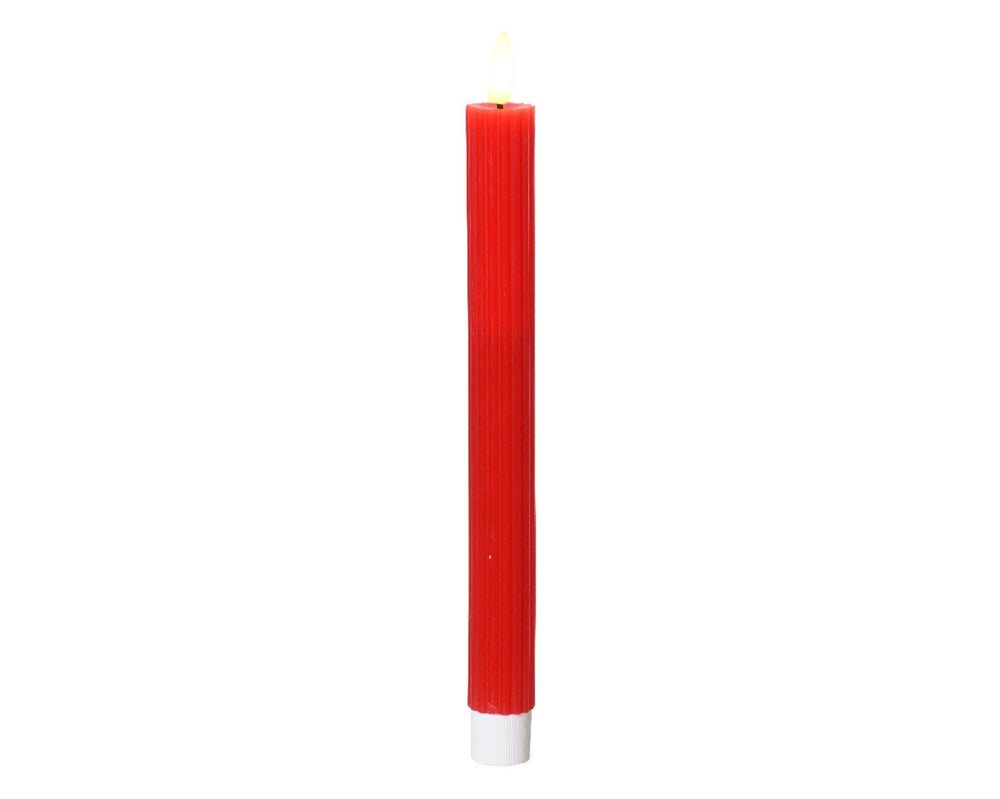 Lumineo led dinerkaarsen 2-delig met flikkerende vlam kerstrood dia.2x24,5cm was met 6 uur timer