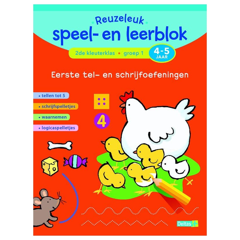 Deltas reuzeleuk speel- en leerblok eerste tel- en schrijfoefening