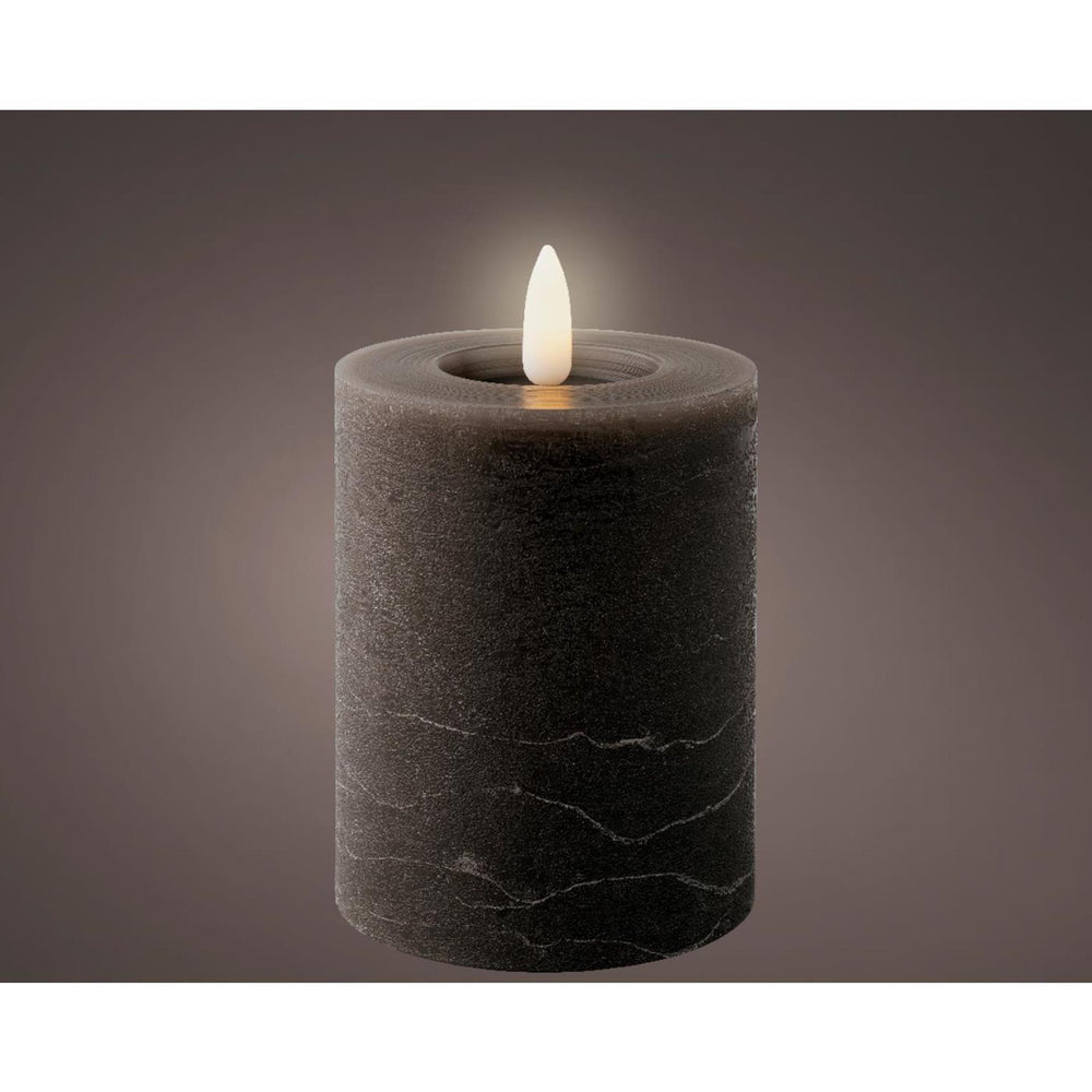 Lumineo led kaars wax grijs ø7xh11,2cm