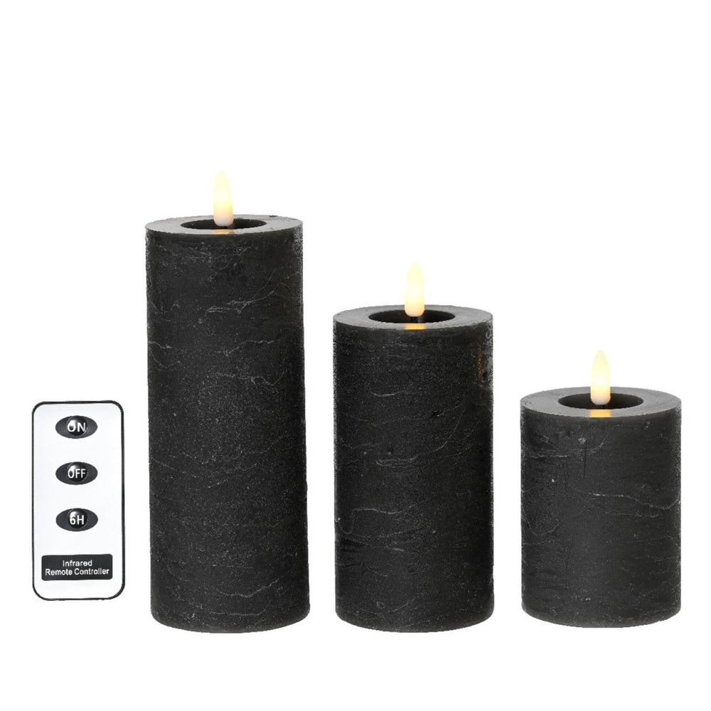 Lumineo led kaarsenset wax 3-delig grijs