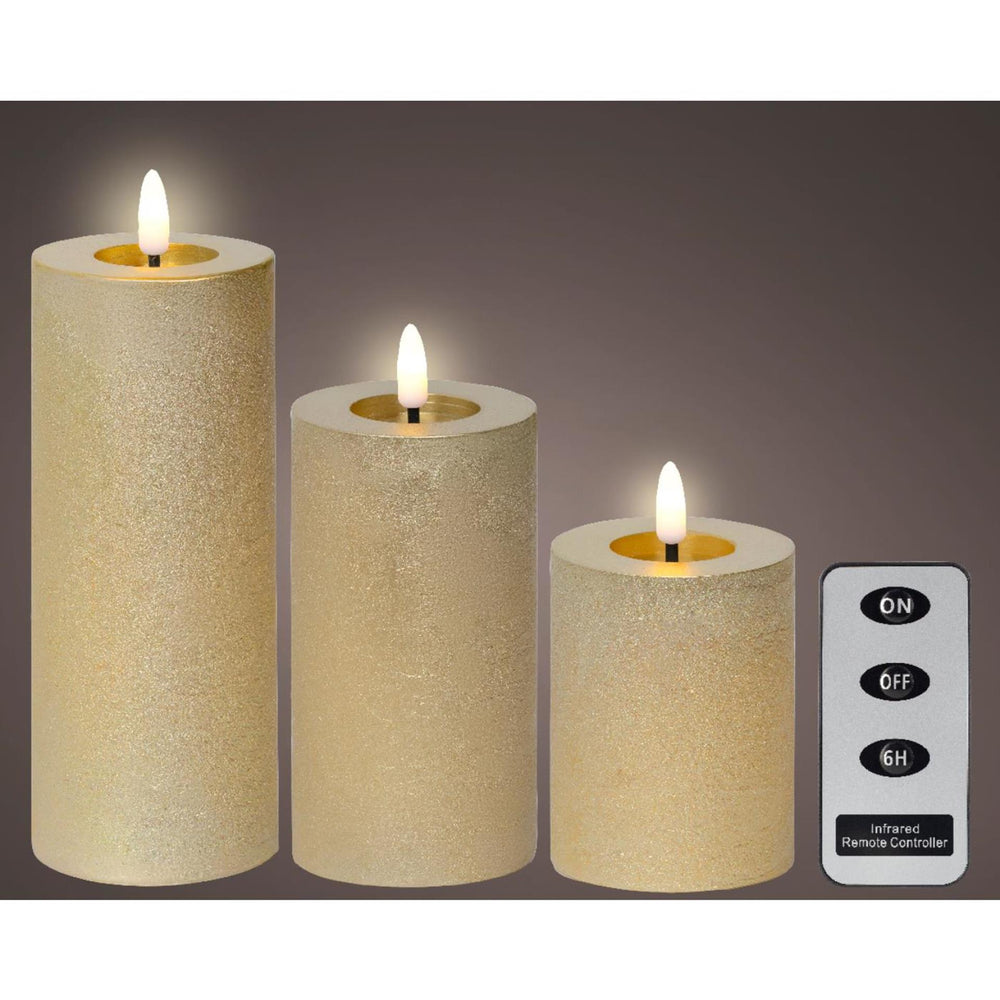 Lumineo led kaarsenset wax 3-delig goud