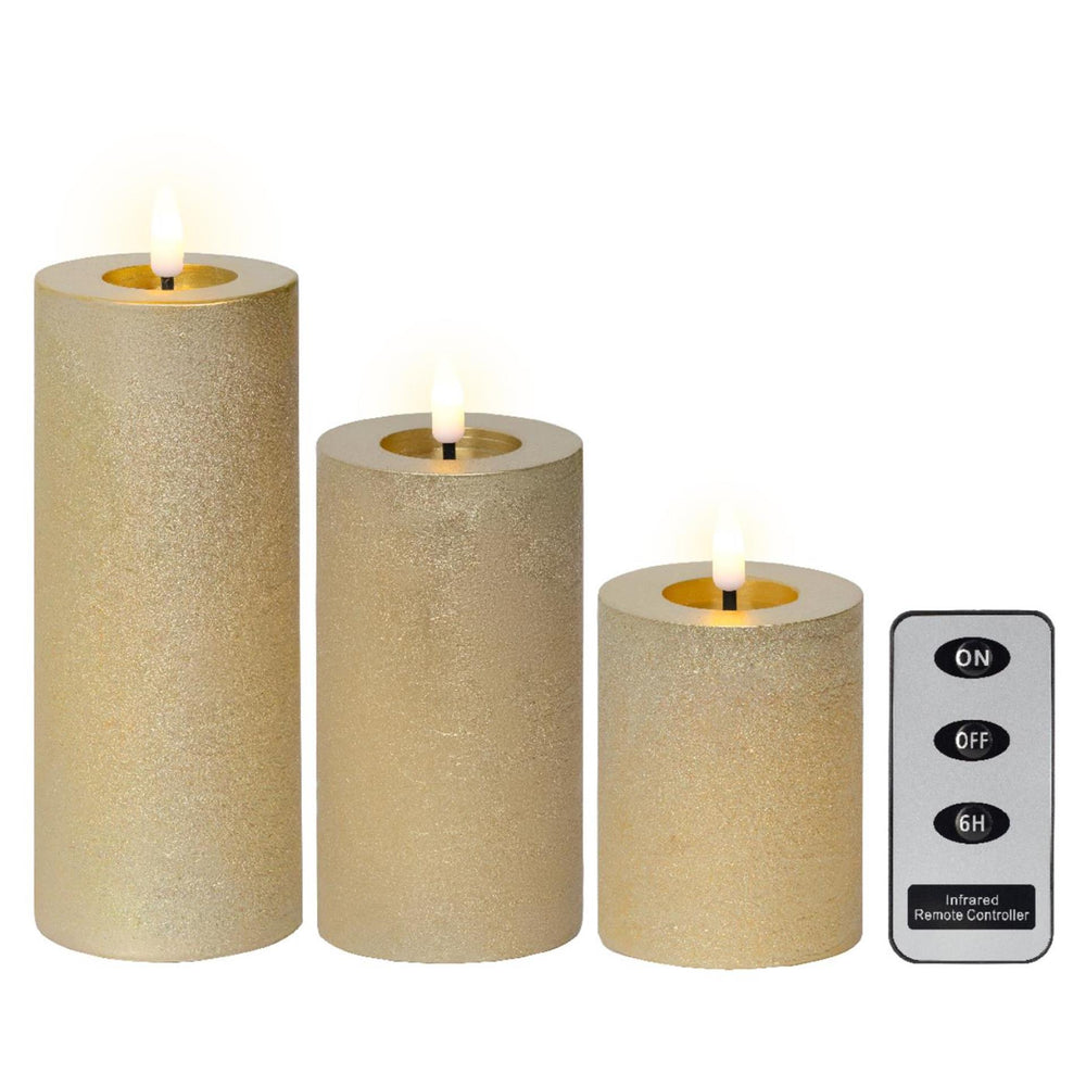 Lumineo led kaarsenset wax 3-delig goud