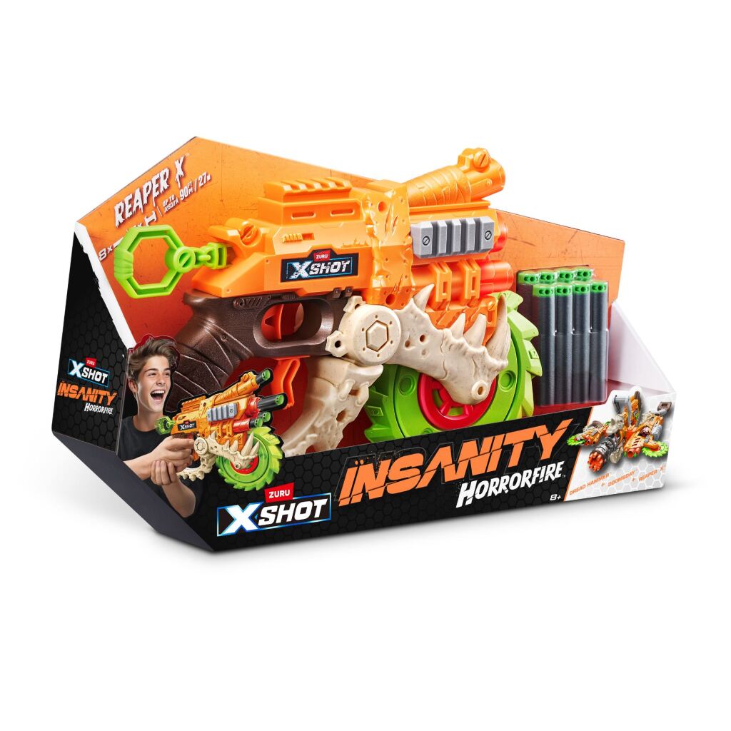 Zuru x-shot horror vuur reaper blaster + 8 darts