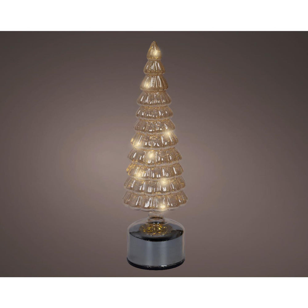 Lumineo kerstboom led glas amber h34cm roterend