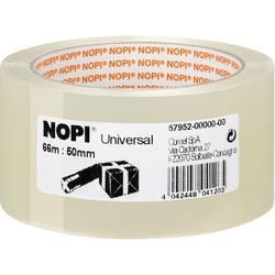 Verpakkingstape nopi universal 50mm x 66m transparant