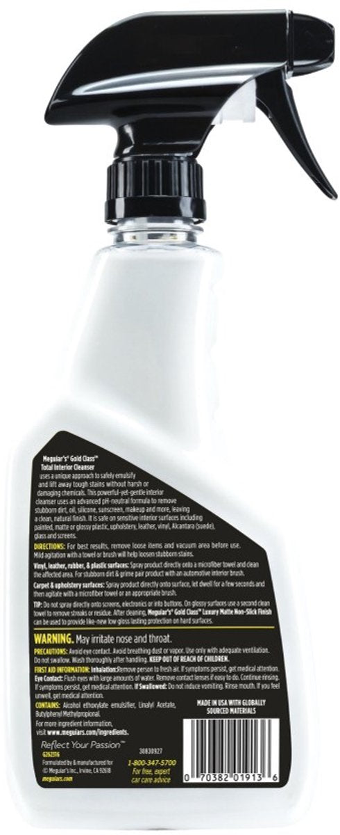 Meguiar's gold class total interior cleanser - voor het verwijderen van stof, vuil en lichte vervuiling - voor interieuronderdelen - 473ml