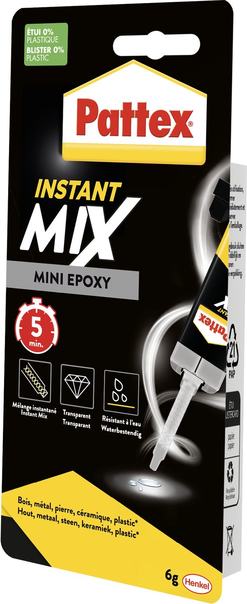 Pattex twee componentenlijm supermix universal 6ml | 2-componentenlijm epoxy | extreem sterk makkelijk bindend.