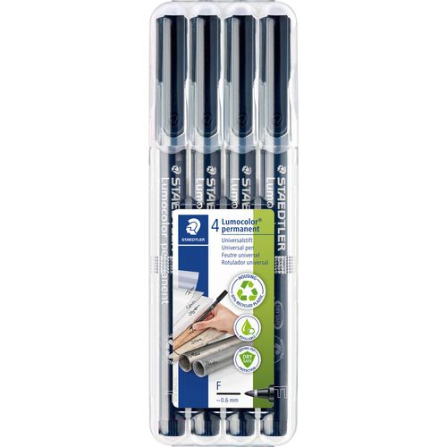 Permanente ohp marker staedtler lumocolor zwart 4 stuks