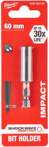 Milwaukee accessoires shockwave magnetische bithouder met ¼ hex opname, 60 mm - 4932352406