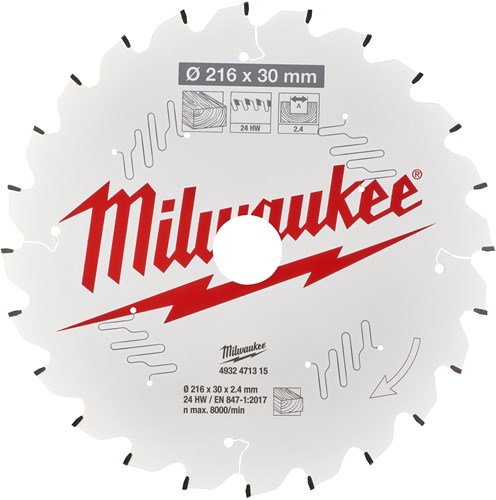 Milwaukee accessoires cirkelzaagblad ms w 216x30x2,4x24atb neg. - 4932471315