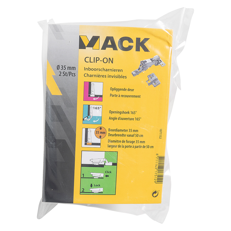 Mack 1071152 - 2 inboorsch. clip on soft cl. 35mm 165° opliggende deur | 5 stuks