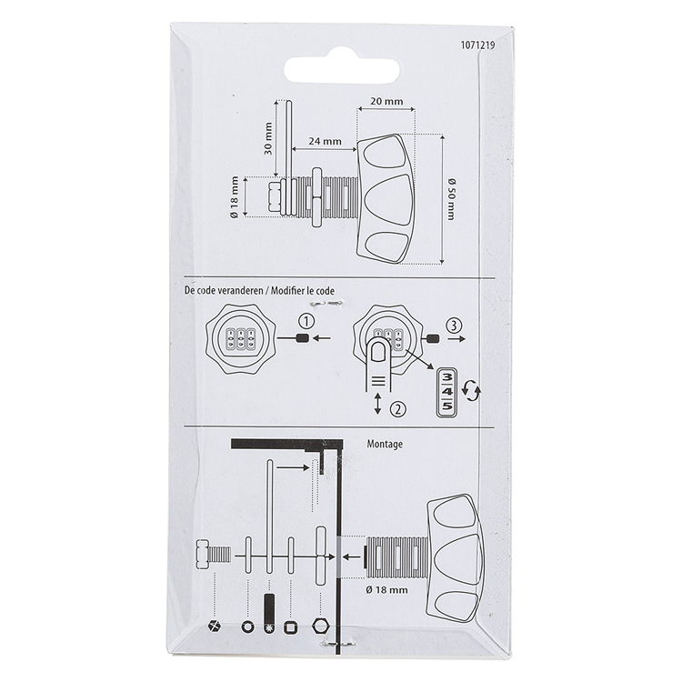 Mack 1071219 - brievenkast cijferslot zwart rond | 3 stuks