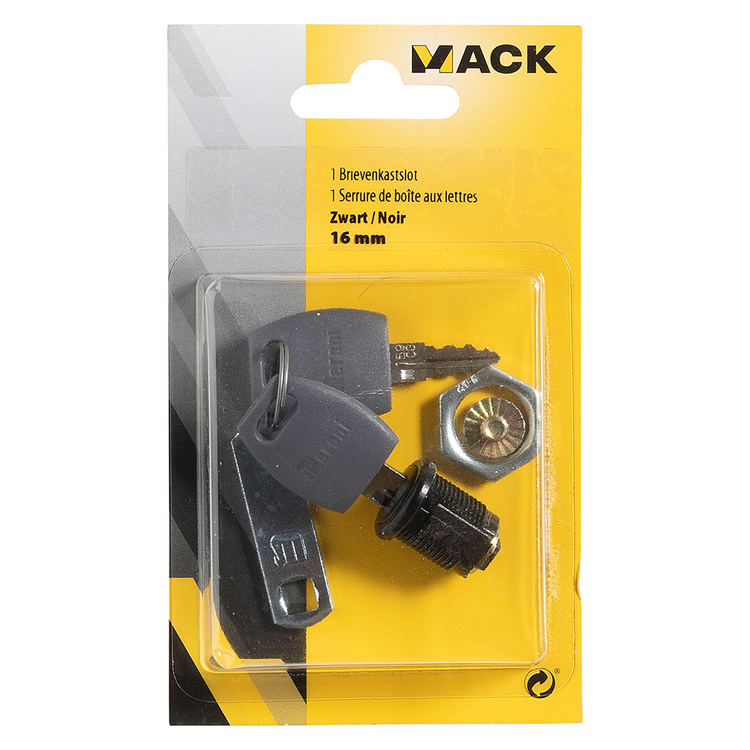 Mack 1071220 - brievenkastslotje zwart 16mm | 5 stuks