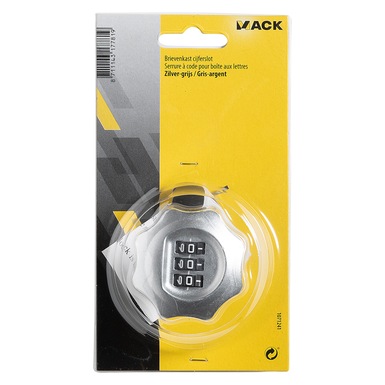 Mack 1071241 - brievenkast cijferslot grijs rond | 3 stuks