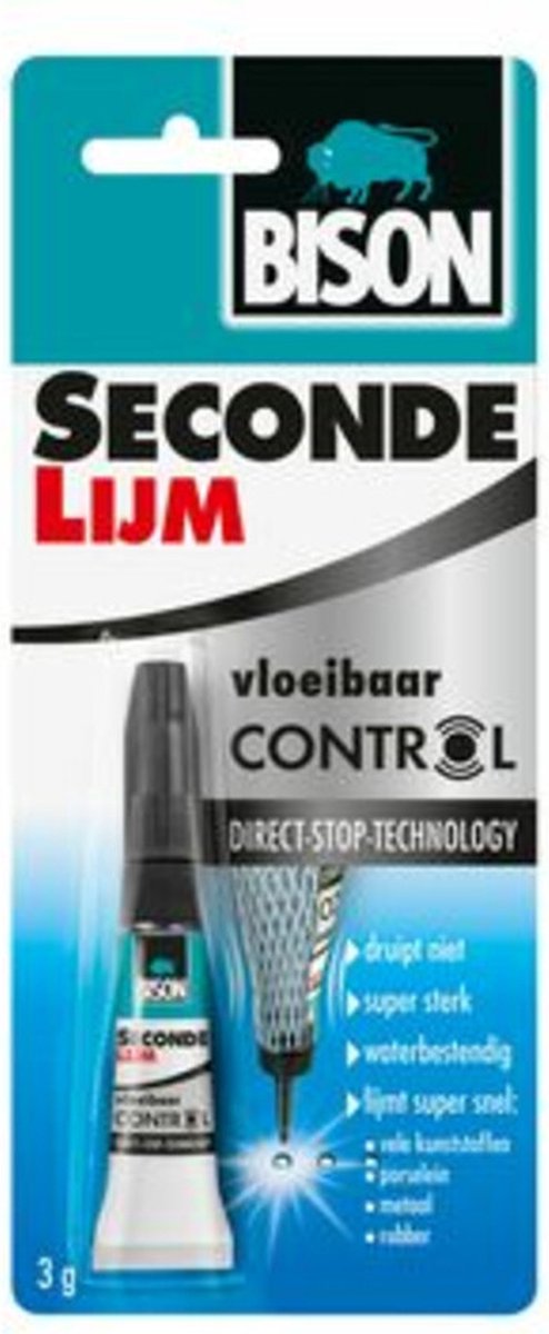 Bison secondelijm control vloeibaar 3g tube kaart