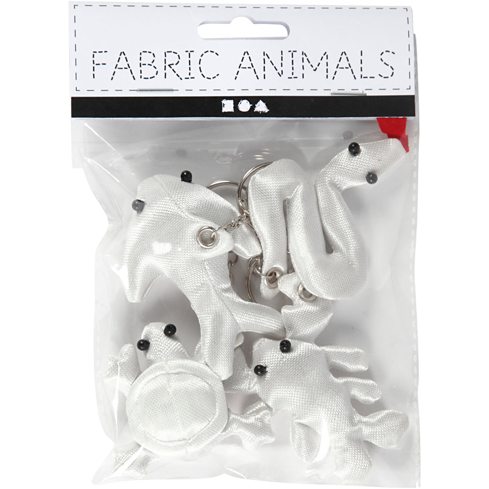 Creativ company dieren sleutelhangers van textiel, 4st.