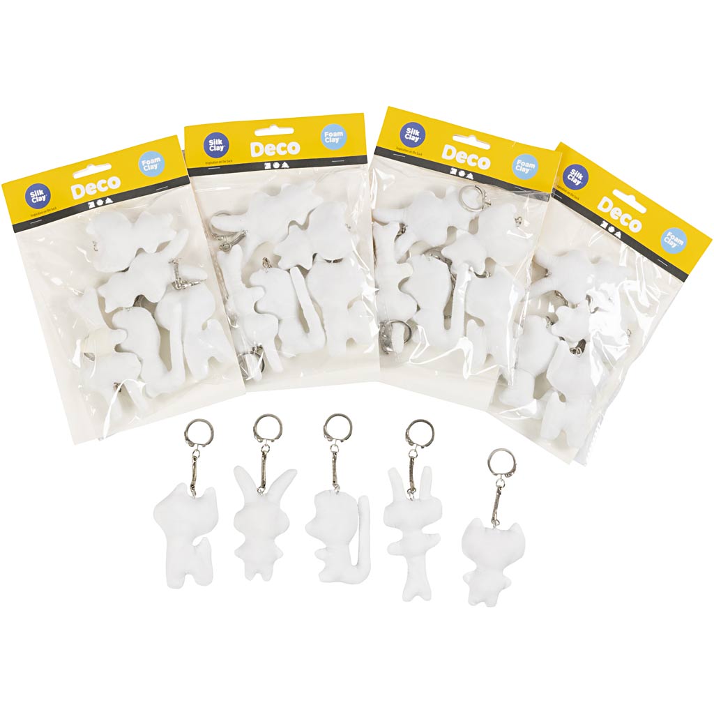 Creative company figuren van textiel met sleutelhanger, 25st.