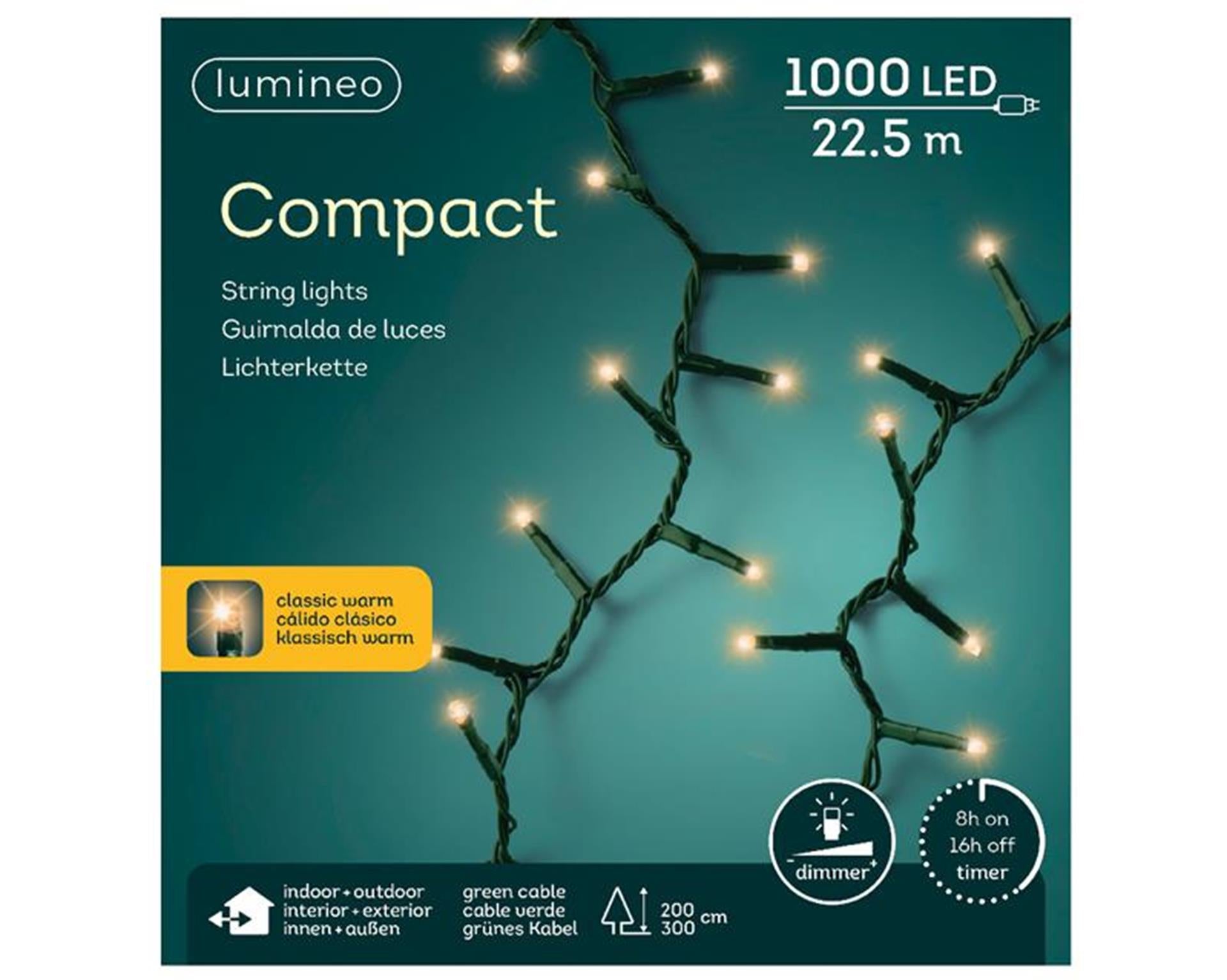 Lumineo led-verlichting basic lights buiten en binnen 1000 lamp warm wit 22.5m