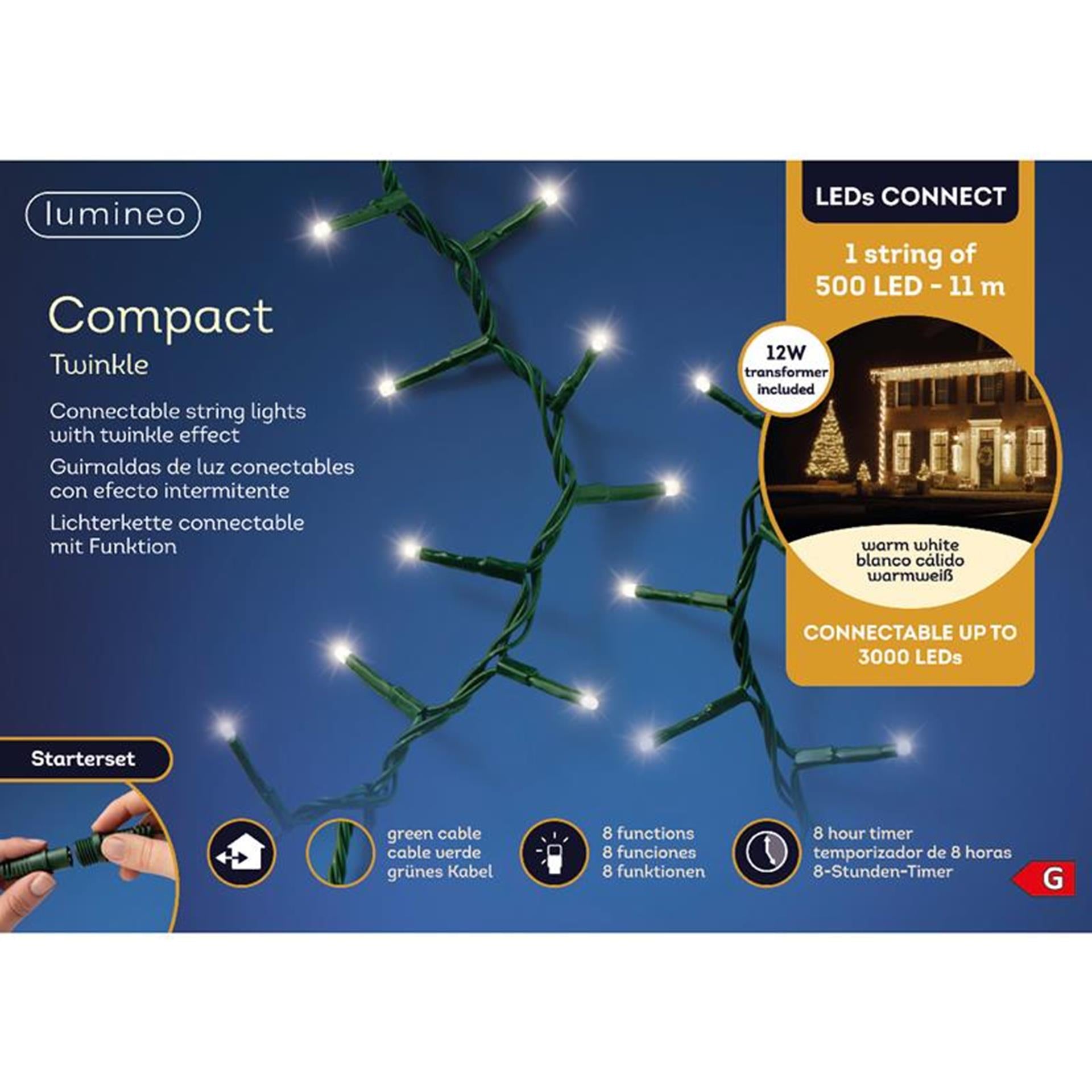 Lumineo leds koppelbare strengverlichting starterset 11m-500l warm wit