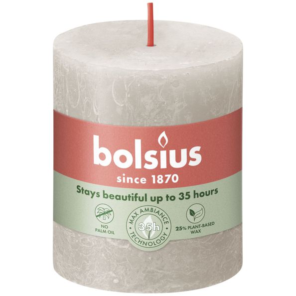 Bolsius Bolsius Stompkaarsen Shine 4 st rustiek 80x68 mm zandgrijs