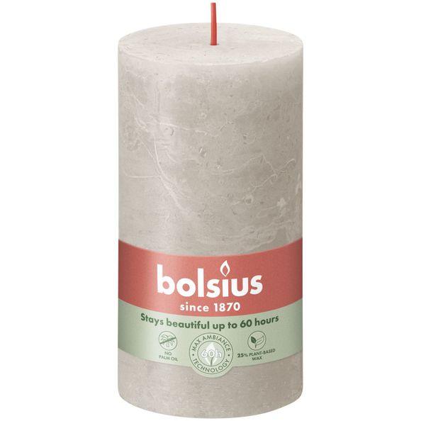 Bolsius bolsius stompkaarsen shine 4 st rustiek 130x68 mm zandgrijs