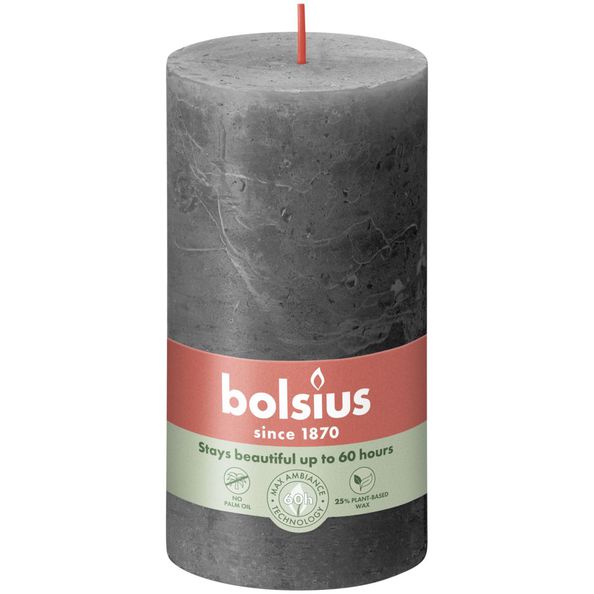 Bolsius Bolsius Stompkaarsen Shine 4 st rustiek 130x68 mm stormgrijs