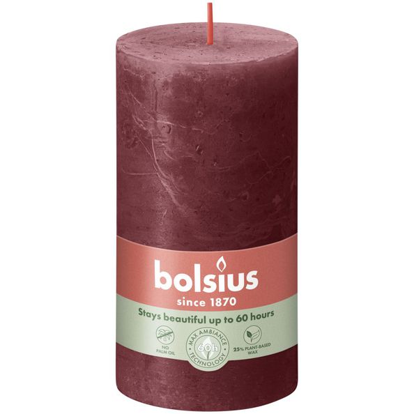 Bolsius Bolsius Stompkaarsen Shine 4 st rustiek 130x68 mm fluweelrood
