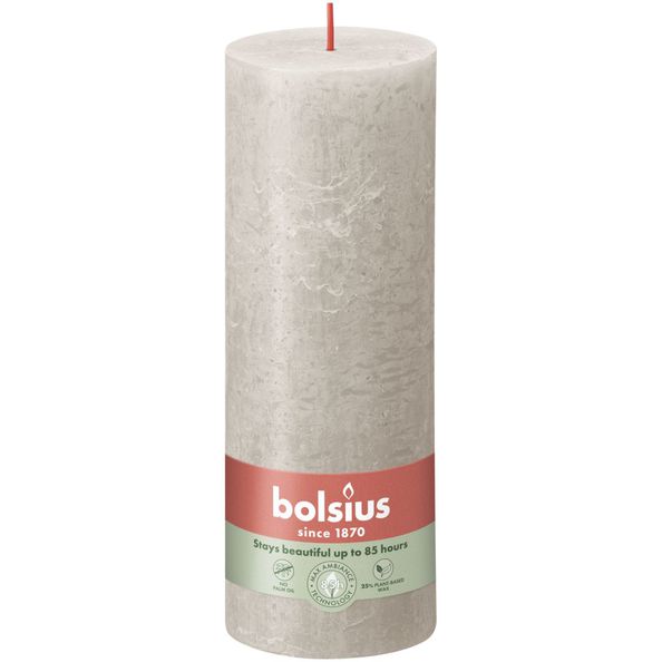 Bolsius rustiek stompkaars sandy grey ø68x190 mm 85 uur (4 stuks)