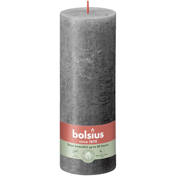 Bolsius rustiek stompkaars stormy grey ø68x190 mm 85 uur (4 stuks)