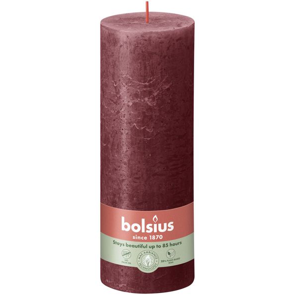 Bolsius rustiek stompkaars velvet red ø68x190 mm 85 uur (4 stuks)