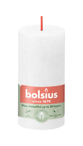 Bolsius Bolsius Stompkaarsen Shine 8 st rustiek 100x50 mm wolkenwit