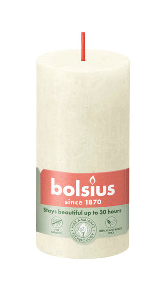 Bolsius Bolsius Stompkaarsen Shine 8 st rustiek 100x50 mm zacht parelkleurig
