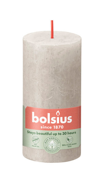 Bolsius bolsius stompkaarsen shine 8 st rustiek 100x50 mm zandgrijs