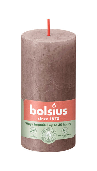 Bolsius bolsius stompkaarsen shine 8 st rustiek 100x50 mm rustiek taupe
