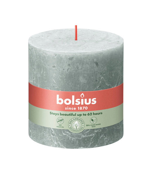 Bolsius rustiek stompkaars jade green ø100x100 mm 62 uur (3 stuks)