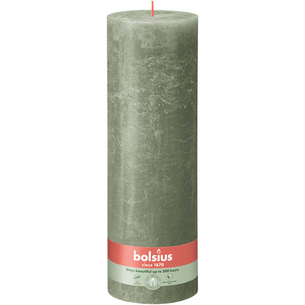 Bolsius rustiek stompkaars fresh olive ø100x300 mm 200 uur (4 stuks)