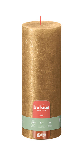 Bolsius Bolsius Stompkaarsen Shimmer 4 st rustiek 190x68 mm goudkleurig