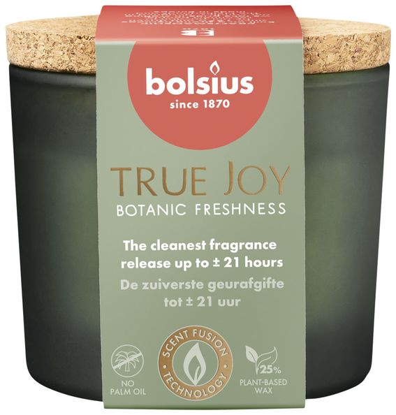 Bolsius geurglas met kurkdeksel true joy botanic fresh ø83x66 mm 21 uur (6 stuks)