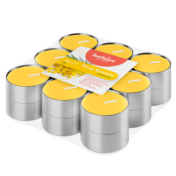 Bolsius geurtheelichten true scents mimosa ø38x18 mm 4 uur (8x 18 stuks)