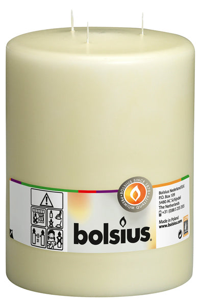 Bolsius mammoetkaars 3 lonten ivoor ø150x200 mm 100 uur (2 stuks)