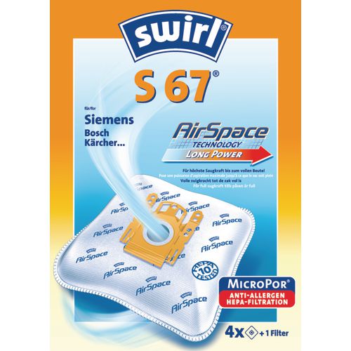 Stofzuigerzak swirl s67 airspace wit 4 stuks