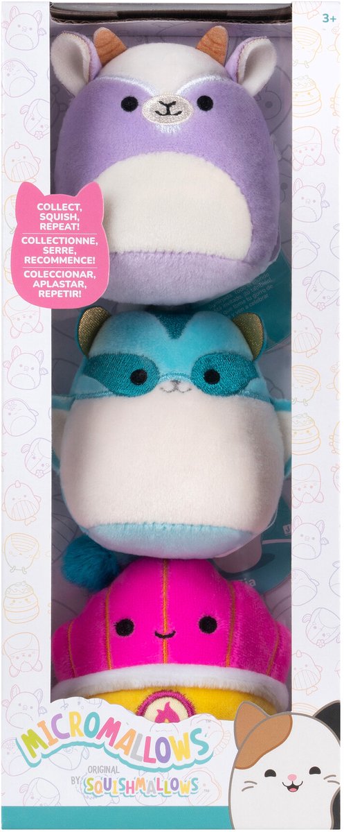 Jazwares squishmallows knuffel pluche - micromallows tia, mariska, louden - 3dlg.