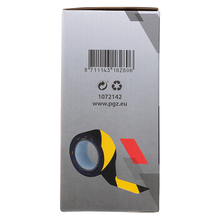 Mack 1072142 - afsperband geel zwart doos 75mm x 500m - 35 micron | 3 stuks