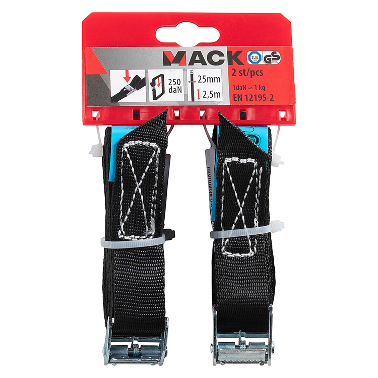 Mack 1072103 - 2 spanbanden met veerklem 25mm - 2,5m max250kg | 3 stuks